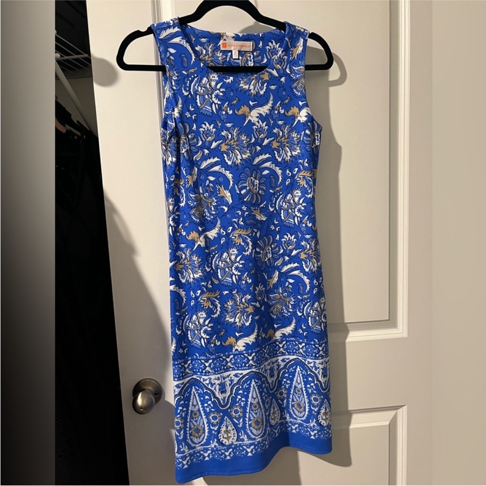 Jude Connally Beth Dress Batik Floral Border Royal Size XS